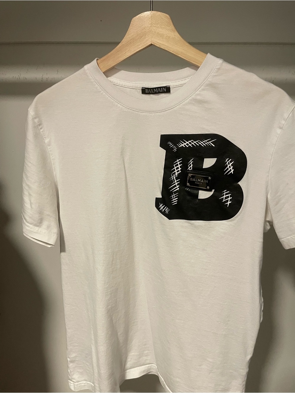 Balmain Men's White Logo Short-Sleeve T-Shirt